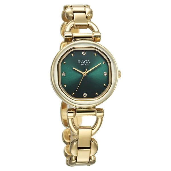Titan Raga Showstopper Quartz Analog Green Dial Watch For Women - 95301YM01 - KRISHNA WATCH COMPANY