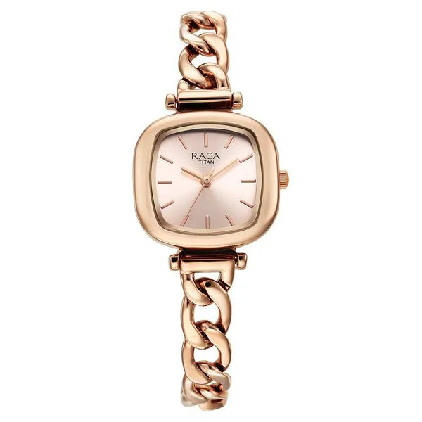Titan Raga Showstopper Quartz Analog Rose Gold Dial Watch For Women - 95302WM01