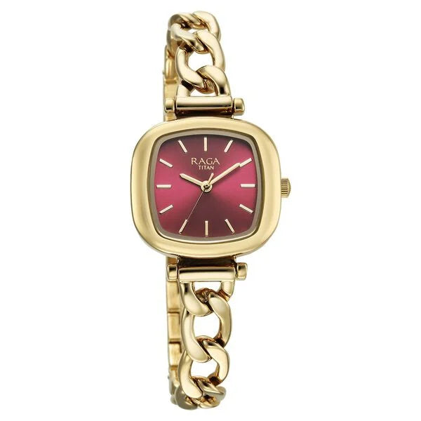 Titan Raga Showstopper Quartz Analog Maroon DialWatch For Women - 95302YM01 - KRISHNA WATCH COMPANY