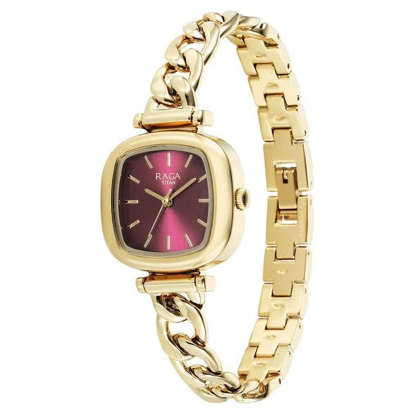 Titan Raga Showstopper Quartz Analog Maroon DialWatch For Women - 95302YM01 - KRISHNA WATCH COMPANY