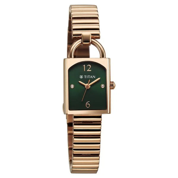 Titan Metro Quartz Analog Green Dial Stainless Steel Strap Watch For Women - 95303WM01 - KRISHNA WATCH COMPANY