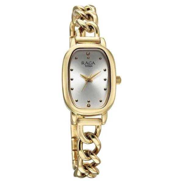 Titan Raga Showstopper Quartz Analog Silver Dial Watch For Women - 95309YM01 - KRISHNA WATCH COMPANY