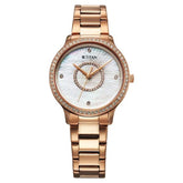 Titan Glamour Quartz Analog Mother Of Pearl Dial Rose Gold Stainless Steel Strap Watch For Women 95314wm01