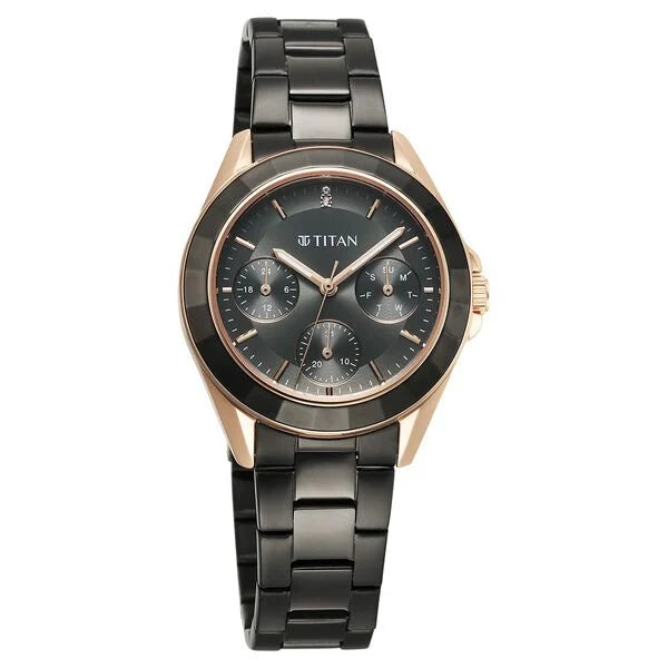 Titan Glamour Quartz Multifunction Grey Dial Grey Watch For Women - 95315KM02 - KRISHNA WATCH COMPANY