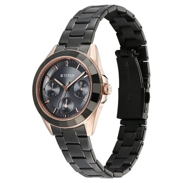 Titan Glamour Quartz Multifunction Grey Dial Grey Watch For Women - 95315KM02 - KRISHNA WATCH COMPANY