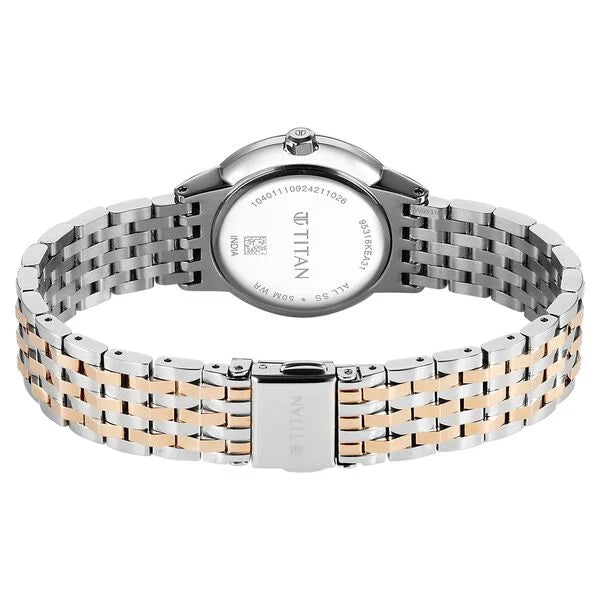 Titan Glamour Quartz Analog Mother Of Pearl Dial Two Toned Watch For Women - 95316KM01 - KRISHNA WATCH COMPANY