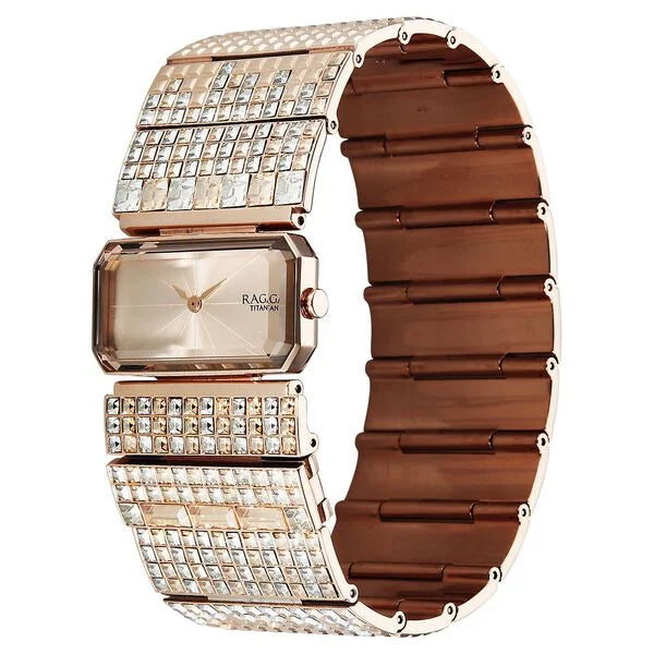 Titan Raga Cocktails Quartz Analog Rose Gold Dial Stainless Steel Strap Watch For Women 95318wm01