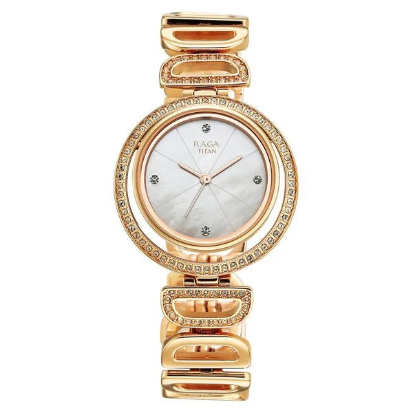 Titan Raga Glimmers Watch For Women - 95329WM01F - KRISHNA WATCH COMPANY