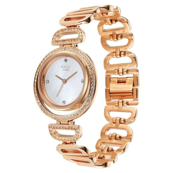 Titan Raga Glimmers Watch For Women - 95329WM01F - KRISHNA WATCH COMPANY