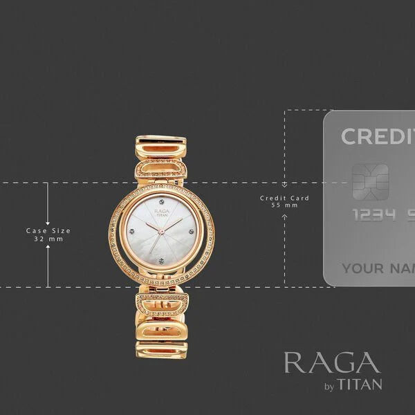 Titan Raga Glimmers Watch For Women - 95329WM01F - KRISHNA WATCH COMPANY