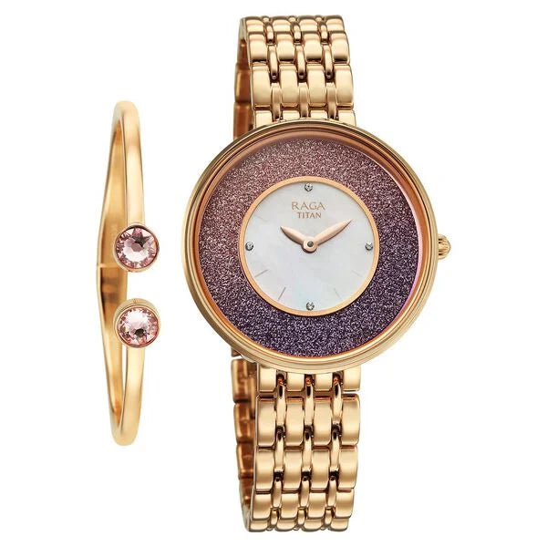 Titan Raga Glimmers Watch For Women - 95336WM01F - KRISHNA WATCH COMPANY