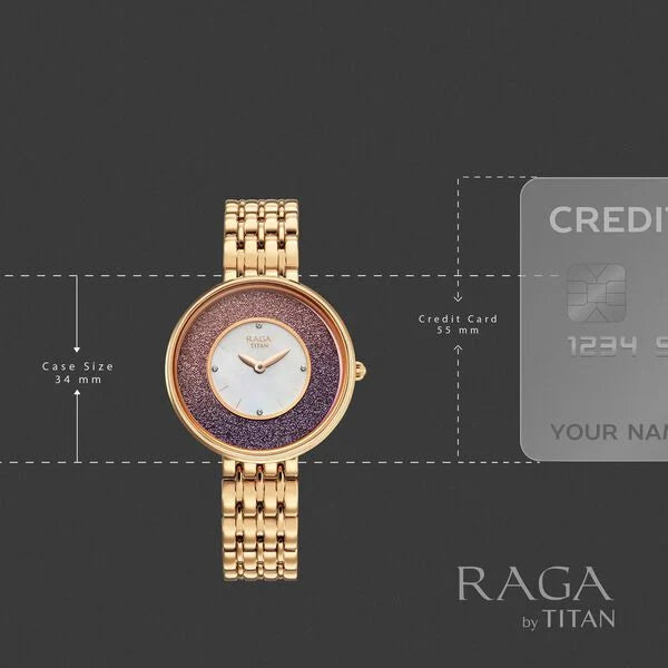 Titan Raga Glimmers Watch For Women - 95336WM01F - KRISHNA WATCH COMPANY