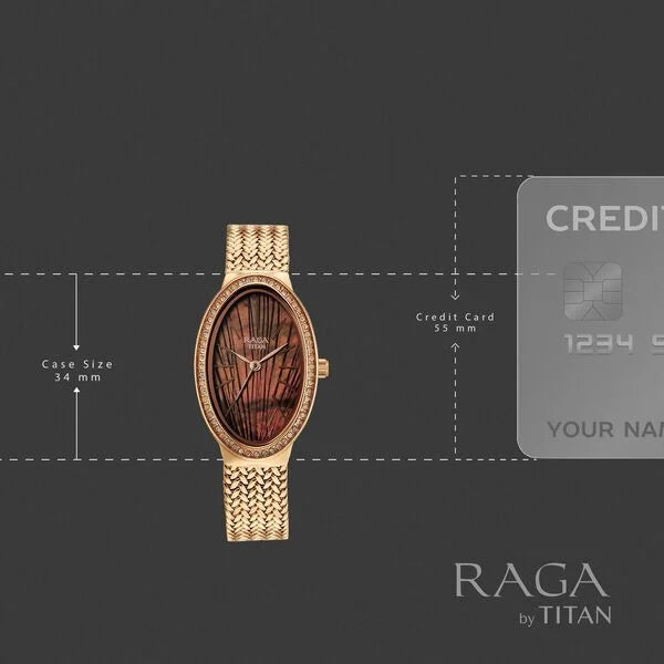 Titan Raga Glimmers Watch For Women - 95338WM01F - KRISHNA WATCH COMPANY