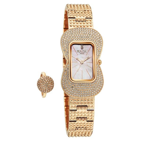 Titan Raga Glimmers Women's Watch - 95340WM01F - KRISHNA WATCH COMPANY
