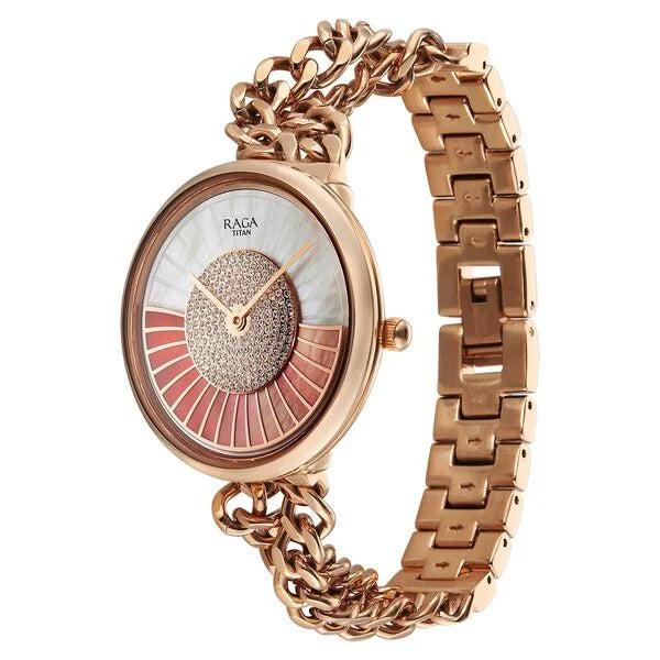 Titan Raga Glimmers Quartz Analog Watch For Women - 95342WM01F - KRISHNA WATCH COMPANY