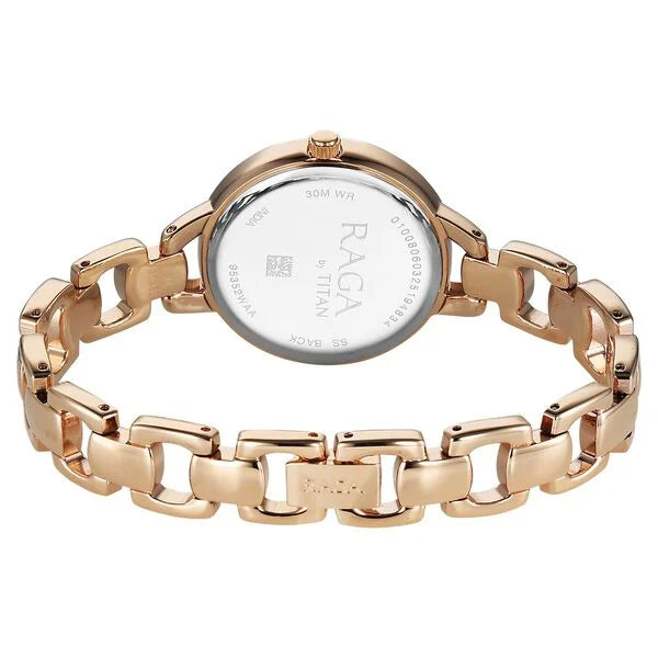 Titan Raga Showstopper Quartz Analog Rose Gold Dial Metal Strap Watch For Women 95352wm01