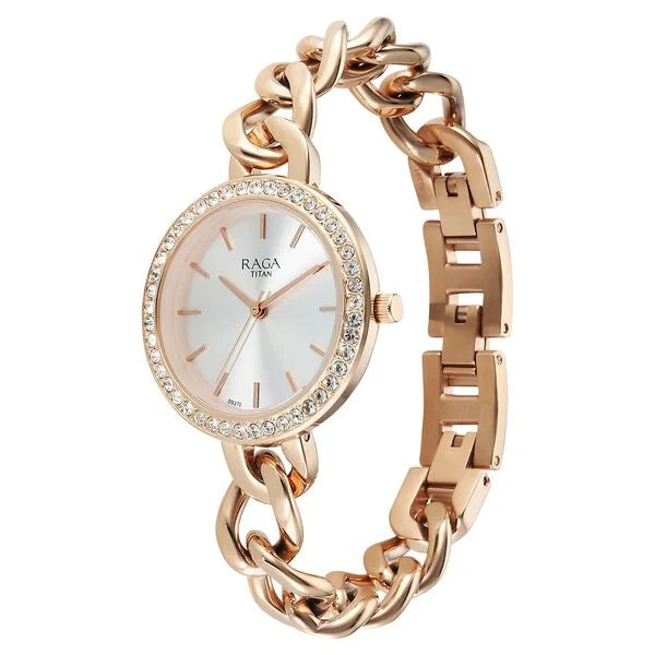 Titan Raga Showstopper Quartz Analog Silver Dial Watch For Women - 95361WM01 - KRISHNA WATCH COMPANY