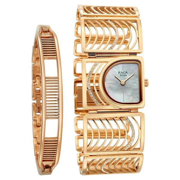 Titan Raga Ethereal Quartz Analog Mother of Pearl Dial Watch For Women 95375wm01f