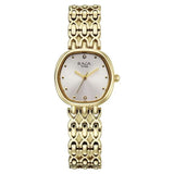 Titan Raga Spotlight Quartz Analog White Dial Golden Metal Strap Watch For Women 95421ym01
