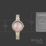 Titan Raga Spotlight Quartz Analog Pink Dial Two Toned Metal Strap Watch For Women 95424km01