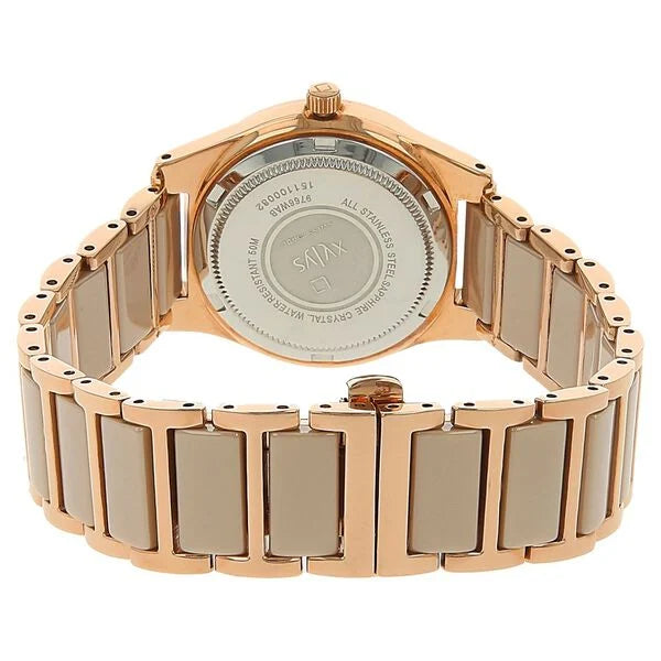 Xylys Shimmer Swiss Analog Steel & Ceramic Mother of Pearl White Dial Watch for Women 9766wd02m