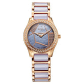 Xylys Swiss Analog Shimmer Swiss Steel & Ceramic Mother of Pearl Lilac Dial Watch for Women 9766wd03e