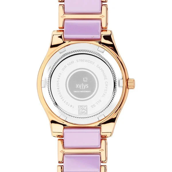 Xylys Swiss Analog Shimmer Swiss Steel & Ceramic Mother of Pearl Lilac Dial Watch for Women 9766wd03e - KRISHNA WATCH COMPANY