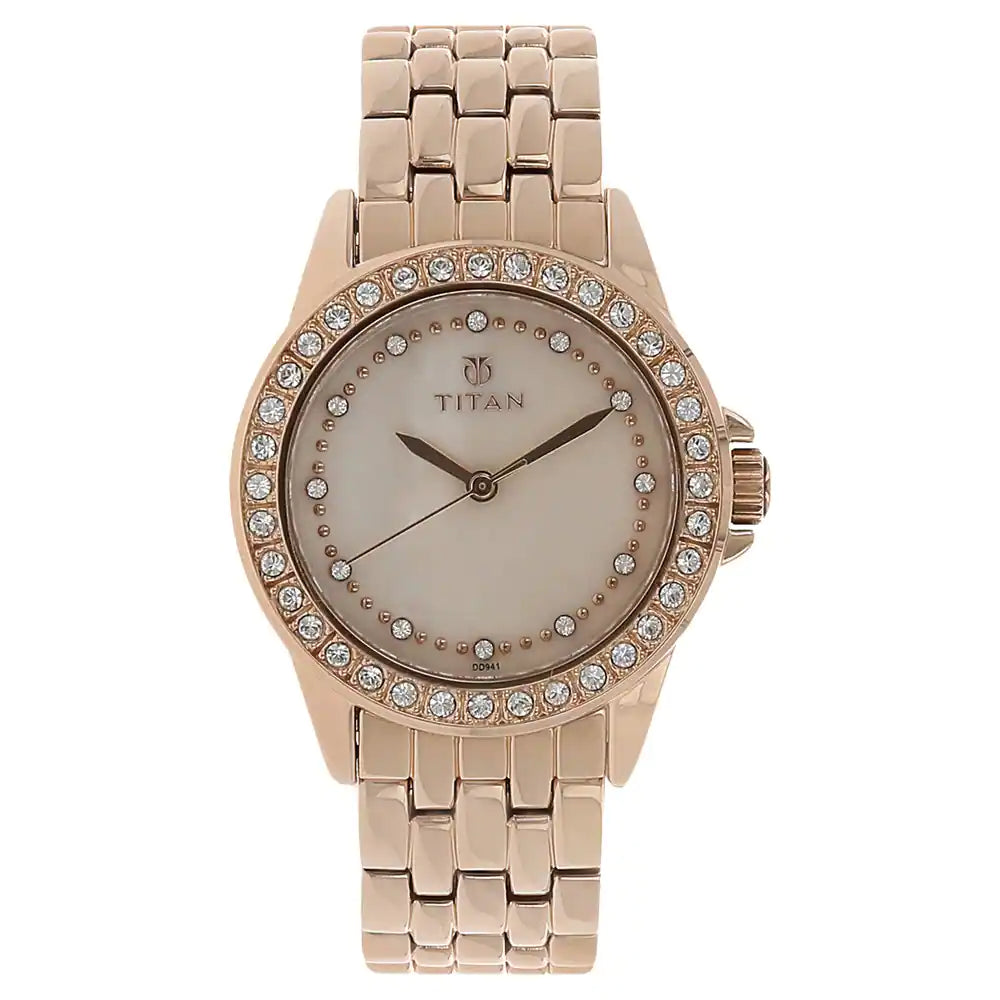 Titan Champagne Dial Stainless Steel Strap Watch NP9798WM01 - KRISHNA WATCH COMPANY