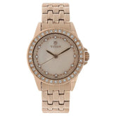Titan Quartz Analog Champagne Dial Stainless Steel Strap Watch for Women 9798WM01