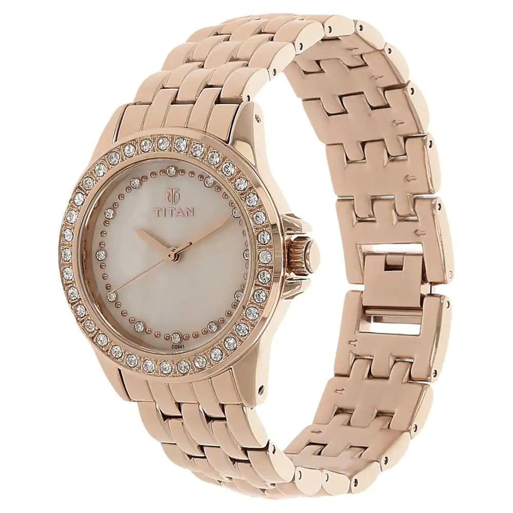 Titan Champagne Dial Stainless Steel Strap Watch NP9798WM01