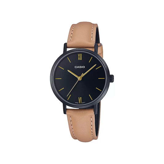 CASIO Brown Leather Analog - Women's Watch ENTICER LADIES LTP-VT02BL-1AUDF - A2000