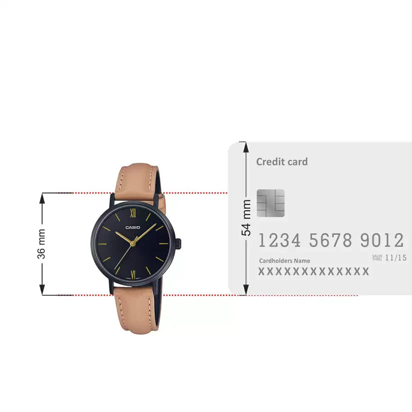 CASIO Brown Leather Analog - Women's Watch ENTICER LADIES LTP-VT02BL-1AUDF - A2000 - KRISHNA WATCH COMPANY