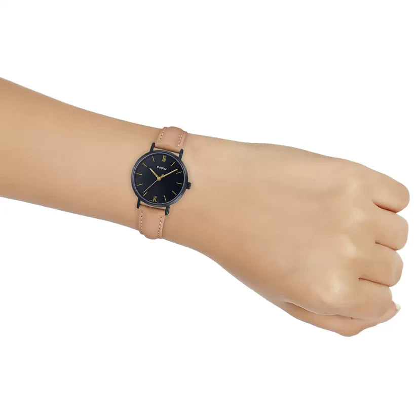 CASIO Brown Leather Analog - Women's Watch ENTICER LADIES LTP-VT02BL-1AUDF - A2000 - KRISHNA WATCH COMPANY