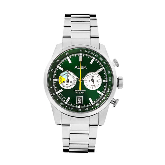 ALBA - Forest Green + White Dial Chronograph Watch A4B007X1