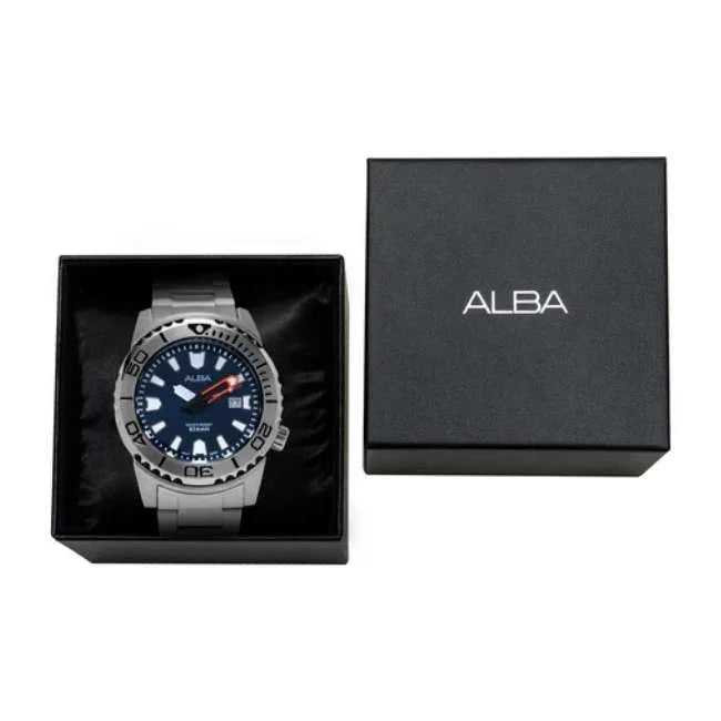 Alba Stainless Steel Analog Blue Dial Silver Strap Men's Watch AG8M07X1 - KRISHNA WATCH COMPANY