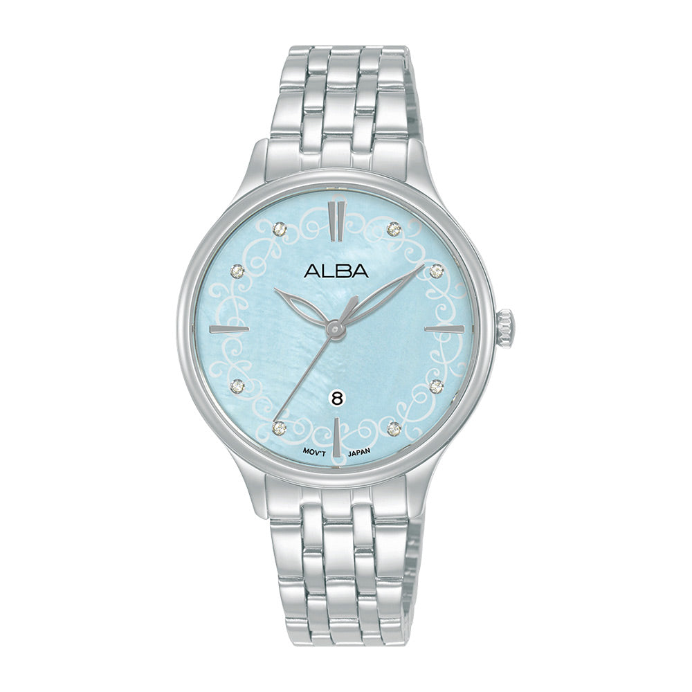 Alba Light Blue MOP Patterned Dial - AH7CR9X1 - KRISHNA WATCH COMPANY