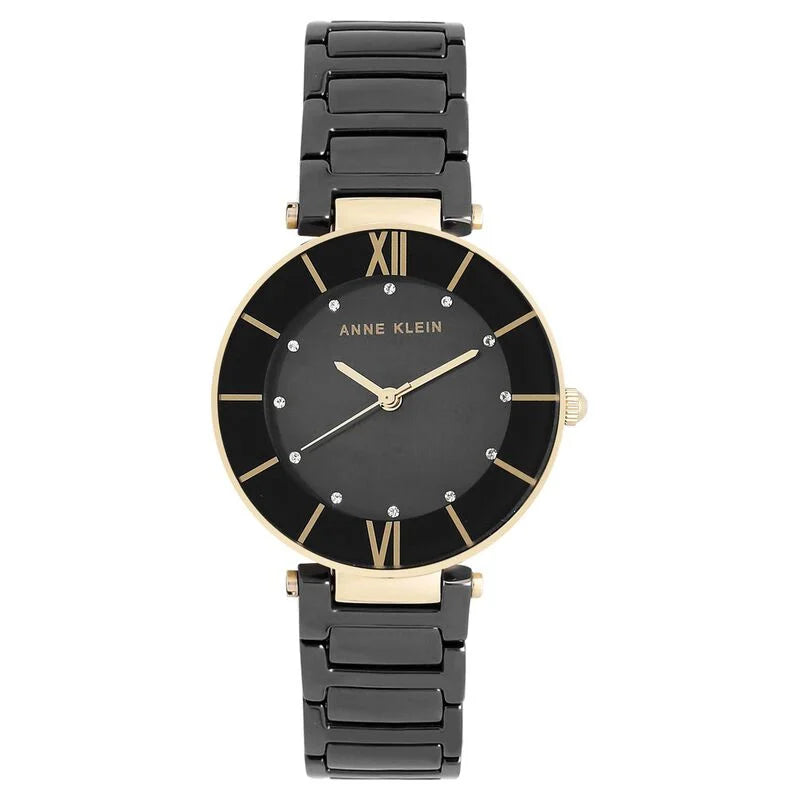 Anne Klein Quartz Analog Black Dial Ceramic Strap Watch for Women NEAK3266BKRGW / NCAK3266BKRG - KRISHNA WATCH COMPANY