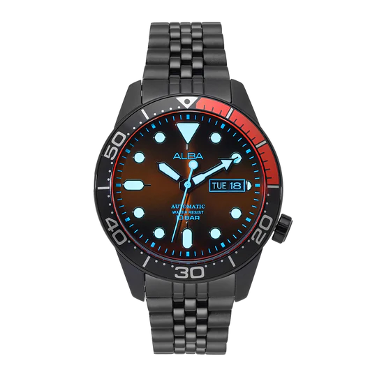 ALBA Black & Orange Gradation Dial Tokyo Neon Automatic Watch - AL4209X1 - KRISHNA WATCH COMPANY