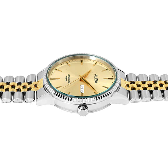 ALBA Gold+Silver Strap Mechanical AL4233X1 - KRISHNA WATCH COMPANY