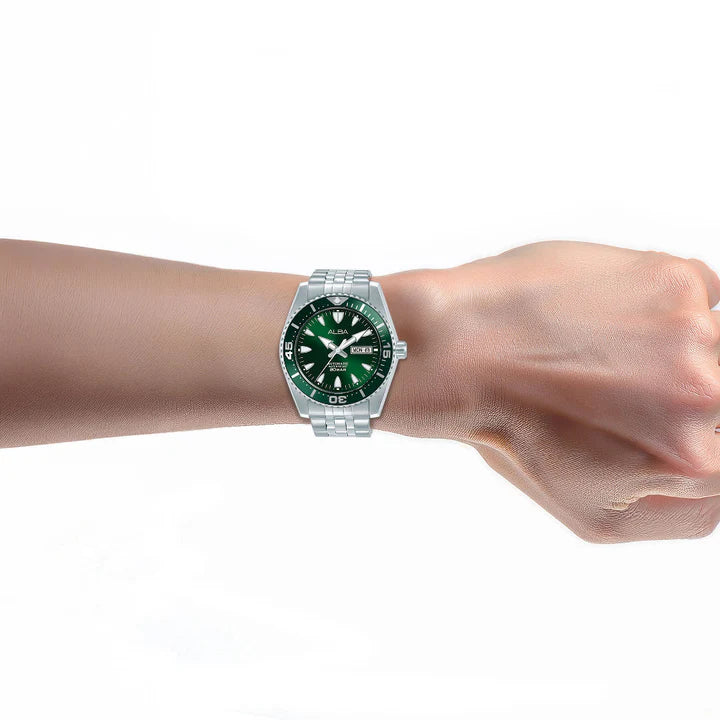 ALBA Men's Sunburst Green Dial Automatic Watch AL4767X1 - KRISHNA WATCH COMPANY