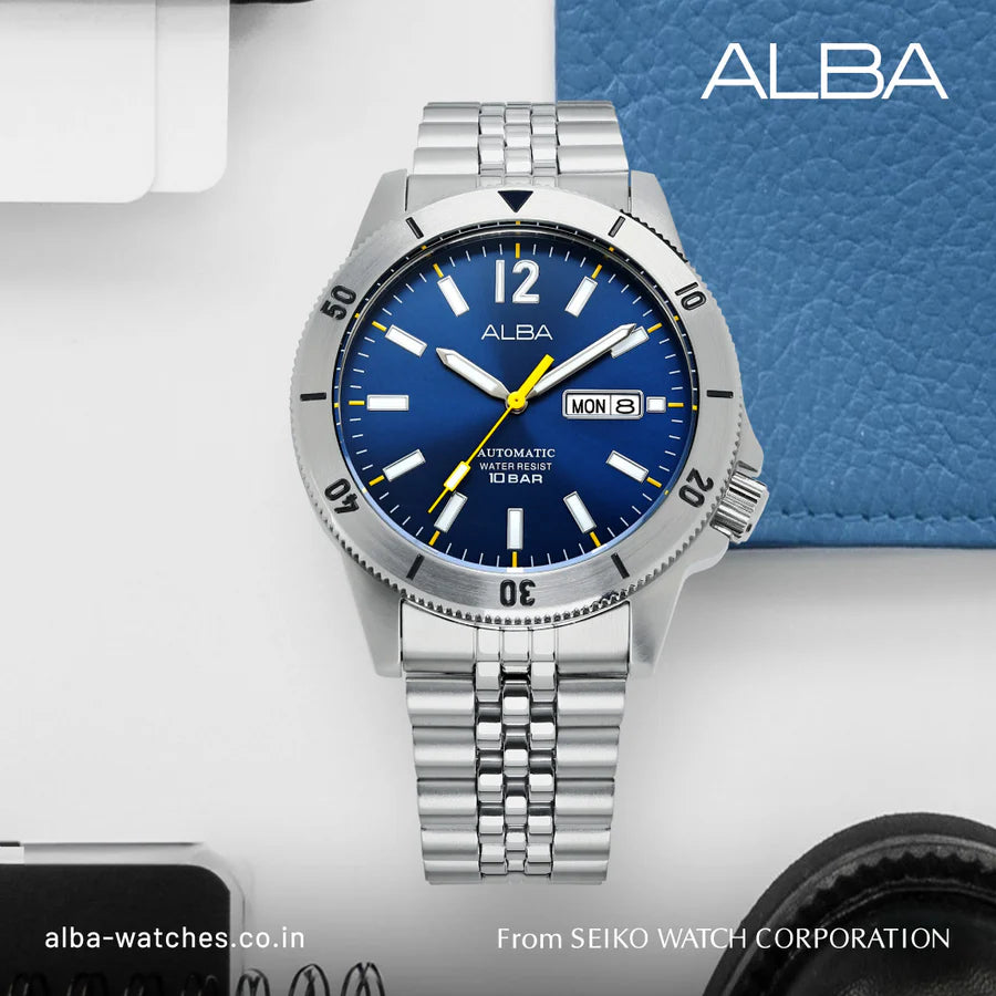 ALBA Blue & Black Radiation Dial Automatic Watch - AL4649X1 - KRISHNA WATCH COMPANY