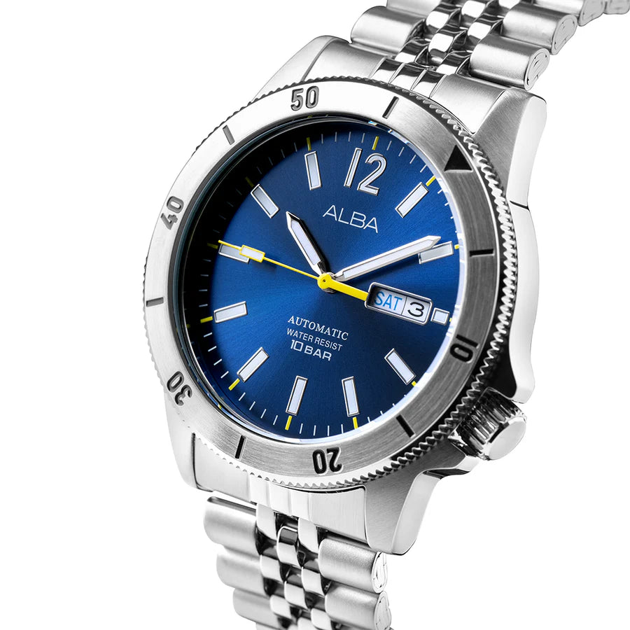 ALBA Blue & Black Radiation Dial Automatic Watch - AL4649X1 - KRISHNA WATCH COMPANY