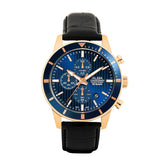 Alba Blue Patterned Dial Chronograph In Leather Strap - AM3960X1