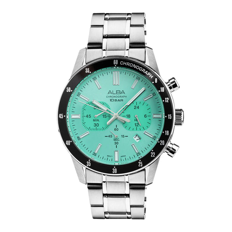 ALBA Contemporary Mint Green Dial Chronograph Watch - AT3J83X1