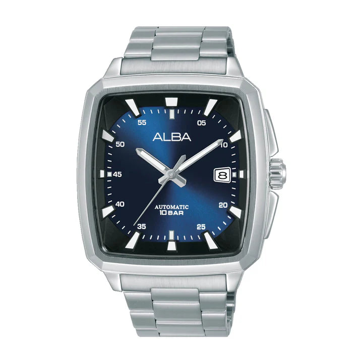 ALBA Unique Rectangular Blue & Black Radiation Dial Automatic Watch AU4039X1 - KRISHNA WATCH COMPANY