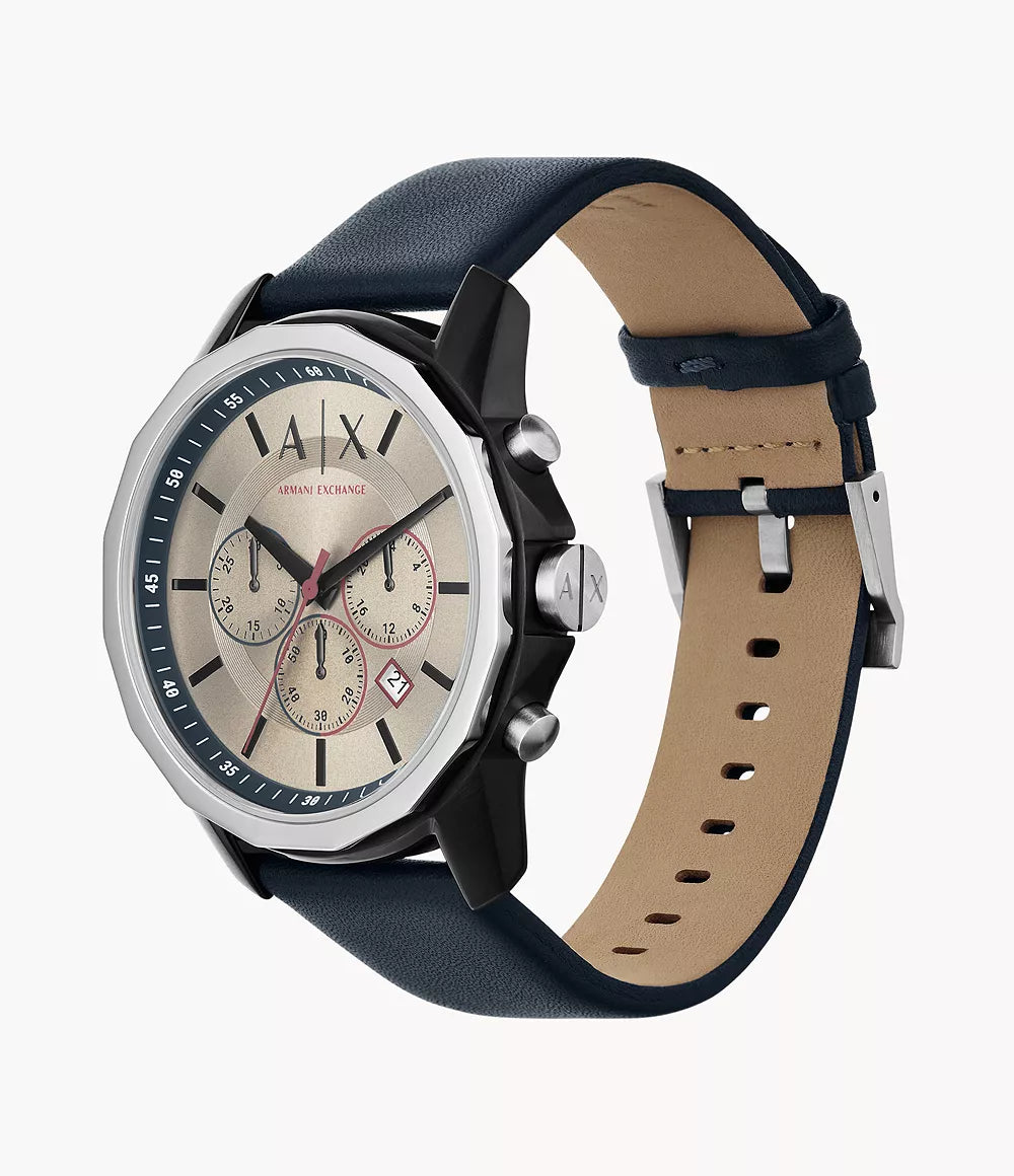 Armani Exchange Chronograph Blue Leather Watch AX1744 - KRISHNA WATCH COMPANY
