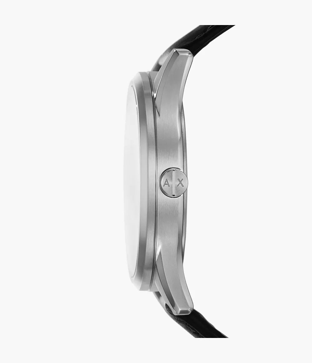 Armani Exchange Multifunction Black Leather Watch AX1872 - KRISHNA WATCH COMPANY