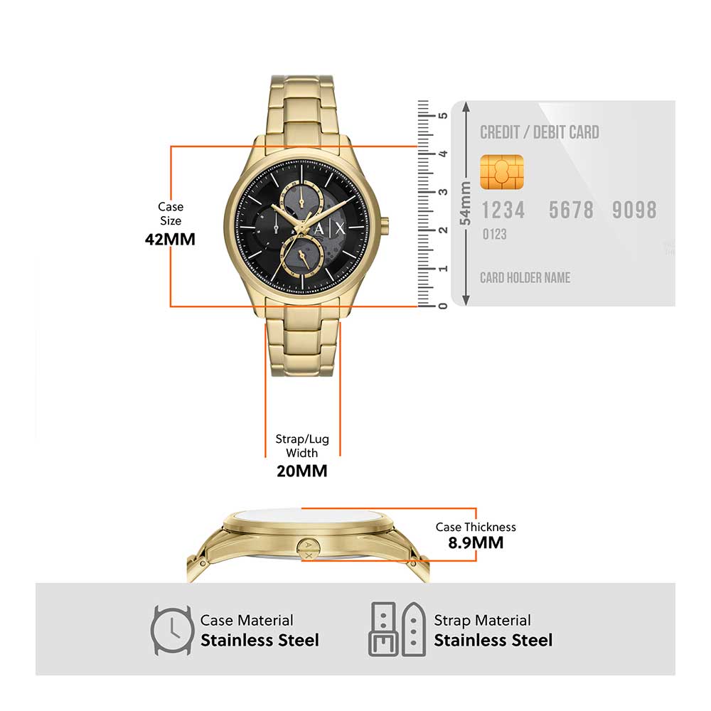 Armani Exchange Men Dante Round Black Watches AX1875 - KRISHNA WATCH COMPANY