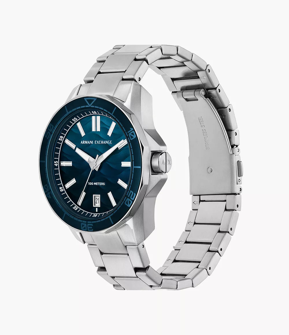 Armani Exchange Three-Hand Date Stainless Steel Watch AX1950 - KRISHNA WATCH COMPANY