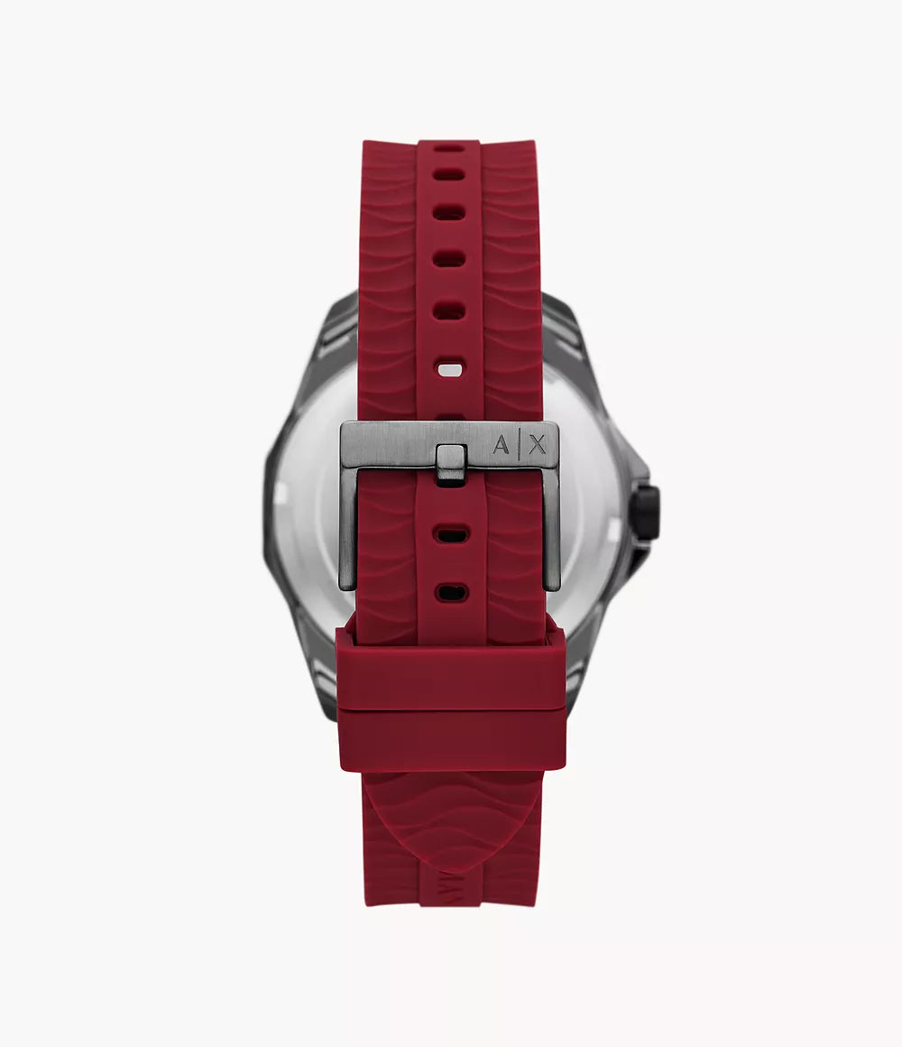 Armani Exchange Three-Hand Date Red Silicone Watch AX1953 - KRISHNA WATCH COMPANY